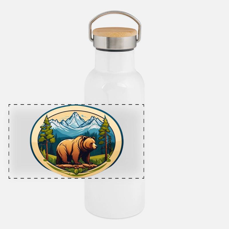 Brown bear Panoramic Thermal Bottle with Bamboo Lid