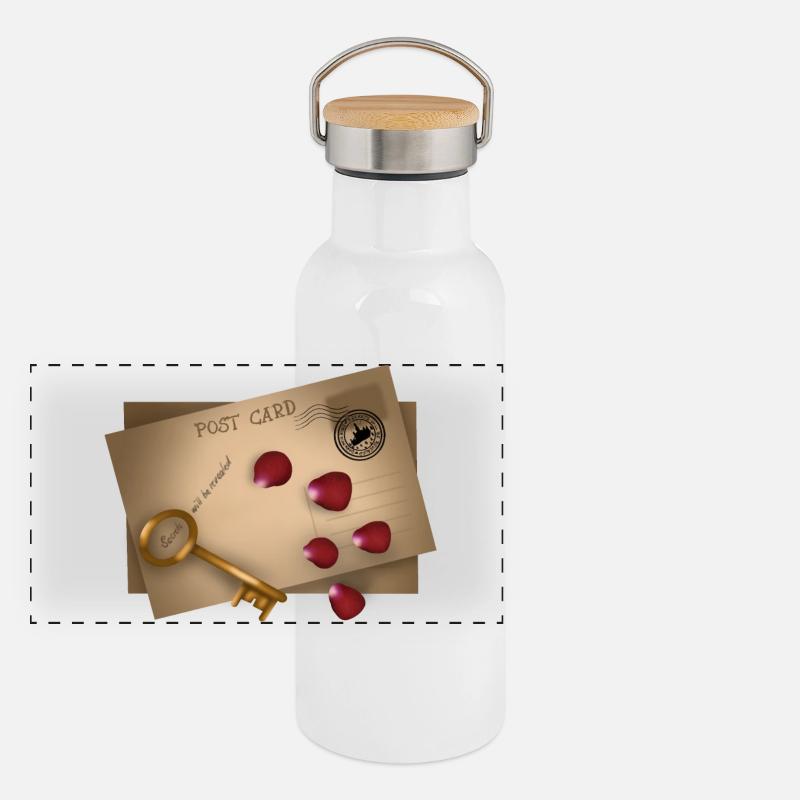 Carte postale : les secrets seront dévoilés Gourde isotherme avec bouchon en bambou