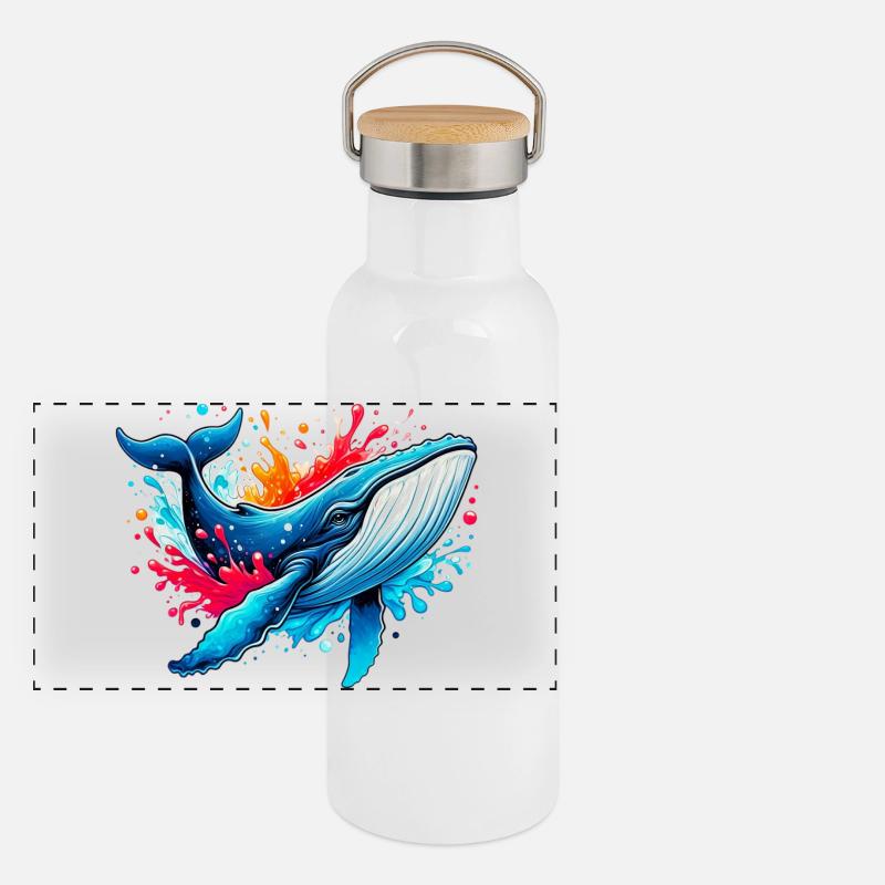 Baleine Gourde isotherme avec bouchon en bambou