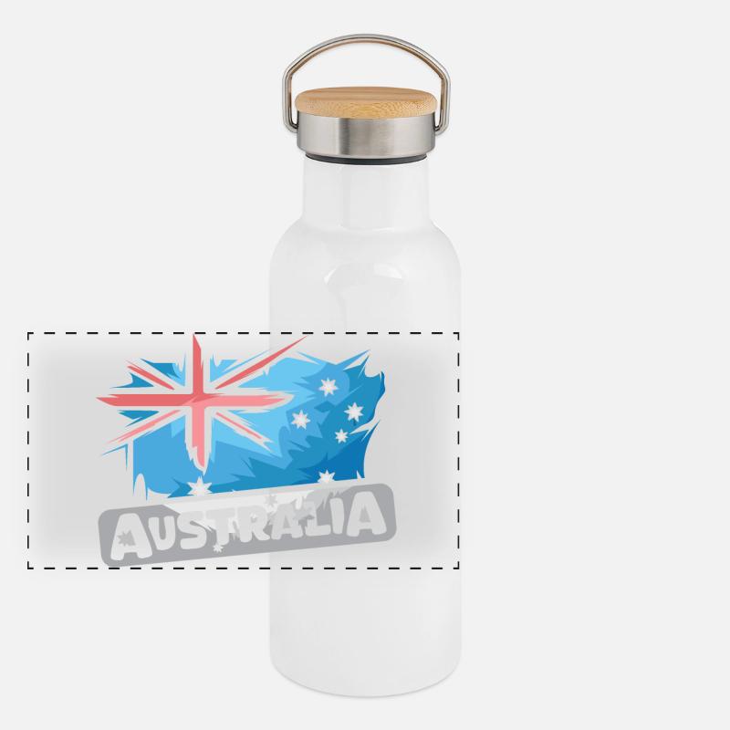 Australia Illustration Flag Comic Icon Logo Panoramic Thermal Bottle with Bamboo Lid