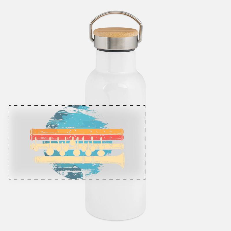 Flûte graphique Gourde isotherme avec bouchon en bambou