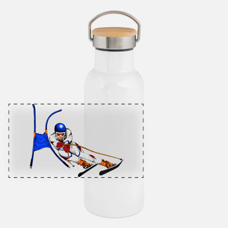 Alpine skis in archway flight Panoramic Thermal Bottle with Bamboo Lid