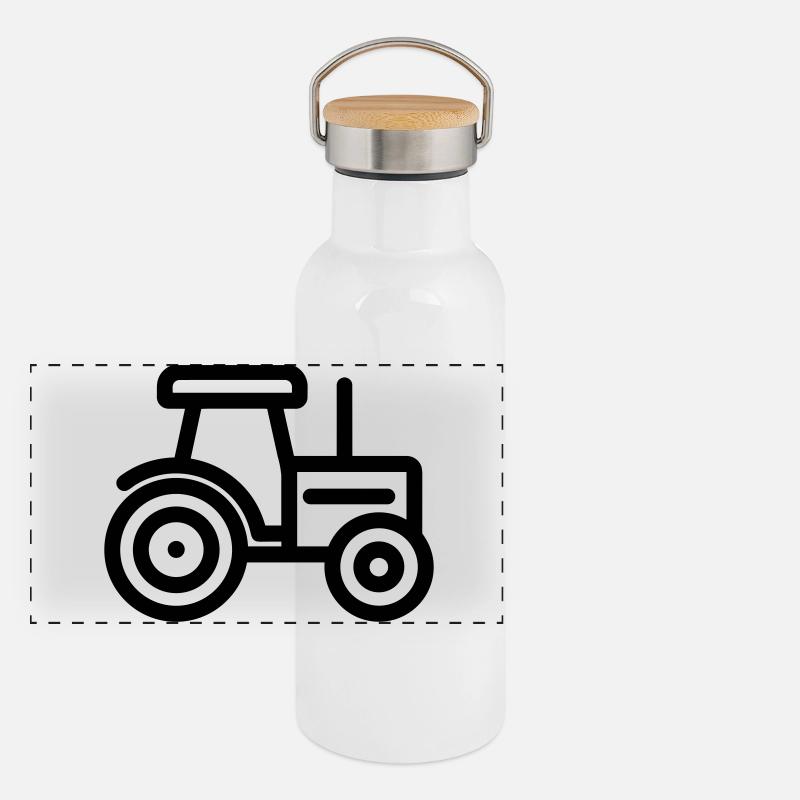 Traktor Panorama Thermosflasche mit Bambusdeckel