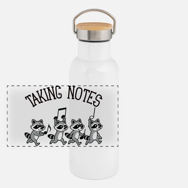 Raton Laveur Notes Musicales Musique Gourde isotherme avec bouchon en bambou