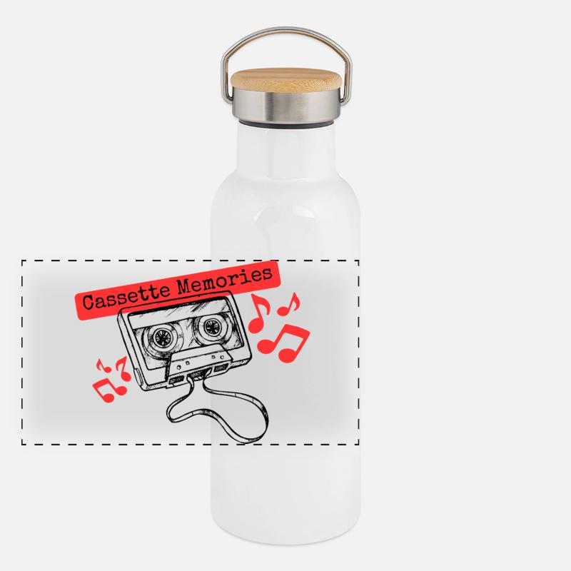 Mémoires cassette - Cassette rétro Gourde isotherme avec bouchon en bambou