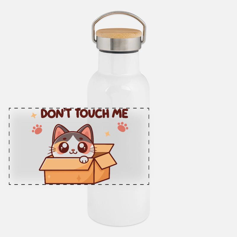 Chaton Dans Boîte – Pas Toucher Gourde isotherme avec bouchon en bambou
