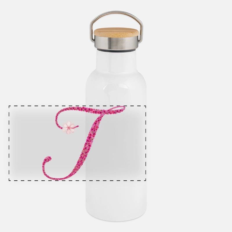 "T" , ein Zeichen mit stiller Kraft Panorama Thermosflasche mit Bambusdeckel