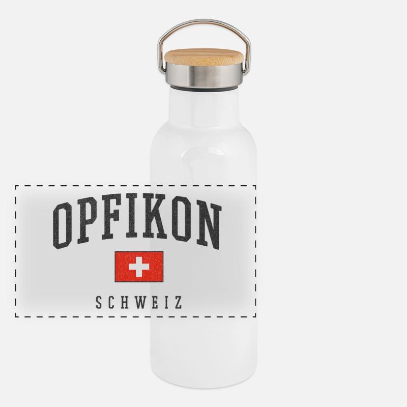 Opfikon – Swiss identity from Zurich Panoramic Thermal Bottle with Bamboo Lid