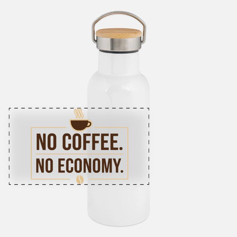 Pas de café, pas d’économie Gourde isotherme avec bouchon en bambou