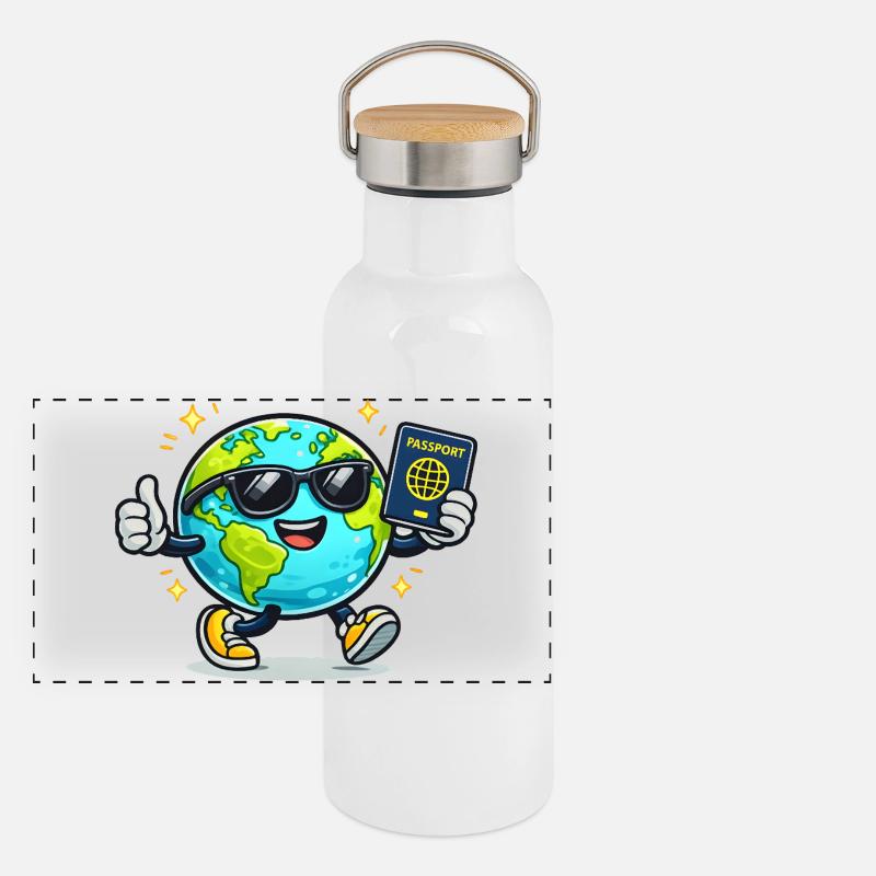 Globe Buddy Pass-Abenteuer Panorama Thermosflasche mit Bambusdeckel