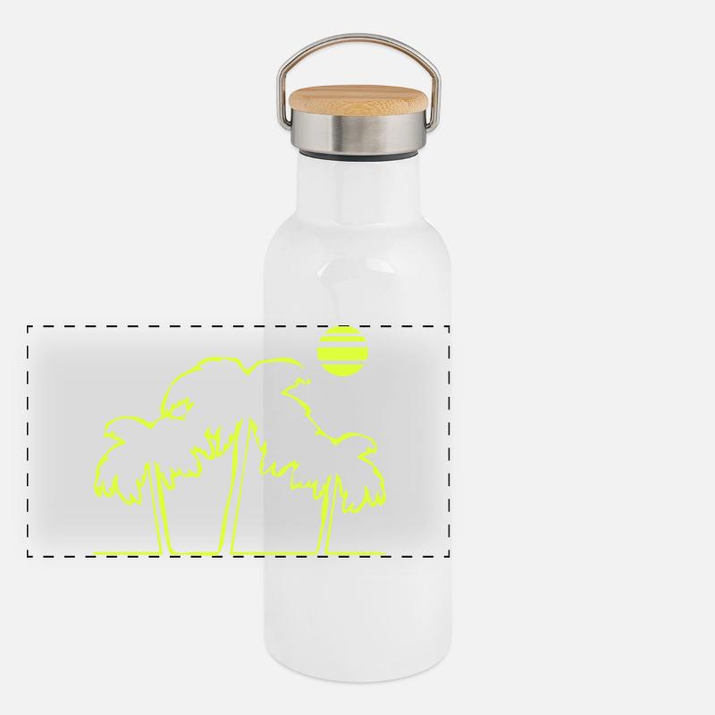 Palm Trees Beach Island Panoramic Thermal Bottle with Bamboo Lid