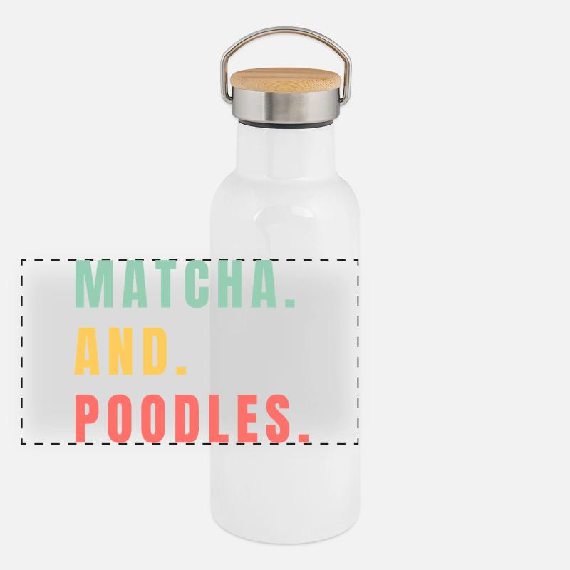 MATCHA UND PUDEL - Panorama Thermosflasche mit Bambusdeckel - Weiß
