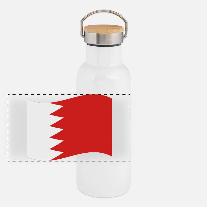 Drapeau de Bahreïn Gourde isotherme avec bouchon en bambou