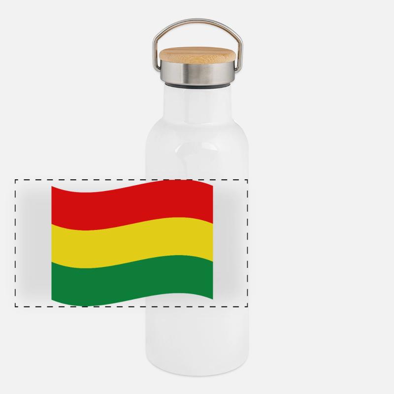 Drapeau bolivien Gourde isotherme avec bouchon en bambou
