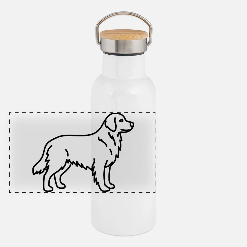 Golden Retriever Panorama Thermosflasche mit Bambusdeckel