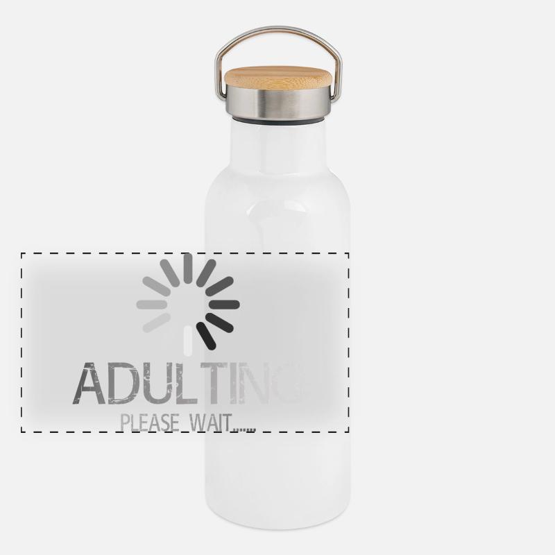 Adulting Loading Please Wait - Funny 18th Birthday Panoramic Thermal Bottle with Bamboo Lid
