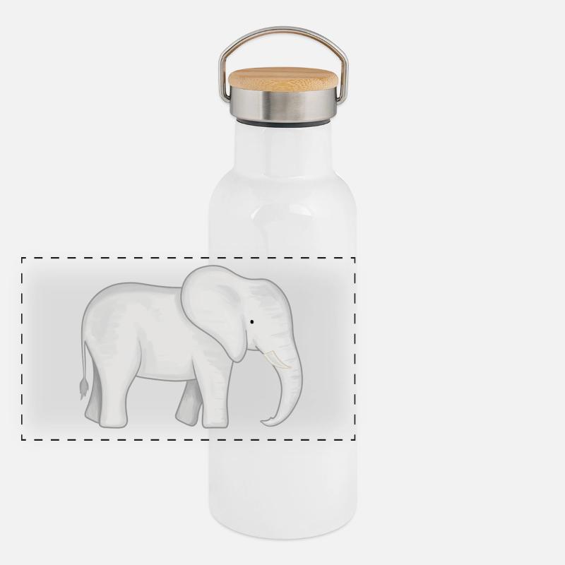 Elefant Baby Panorama Thermosflasche mit Bambusdeckel