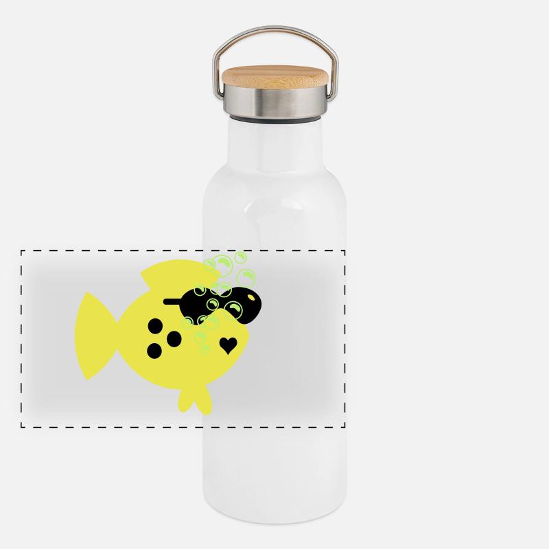 Blasen / bubbles (C, 1c) Panorama Thermosflasche mit Bambusdeckel