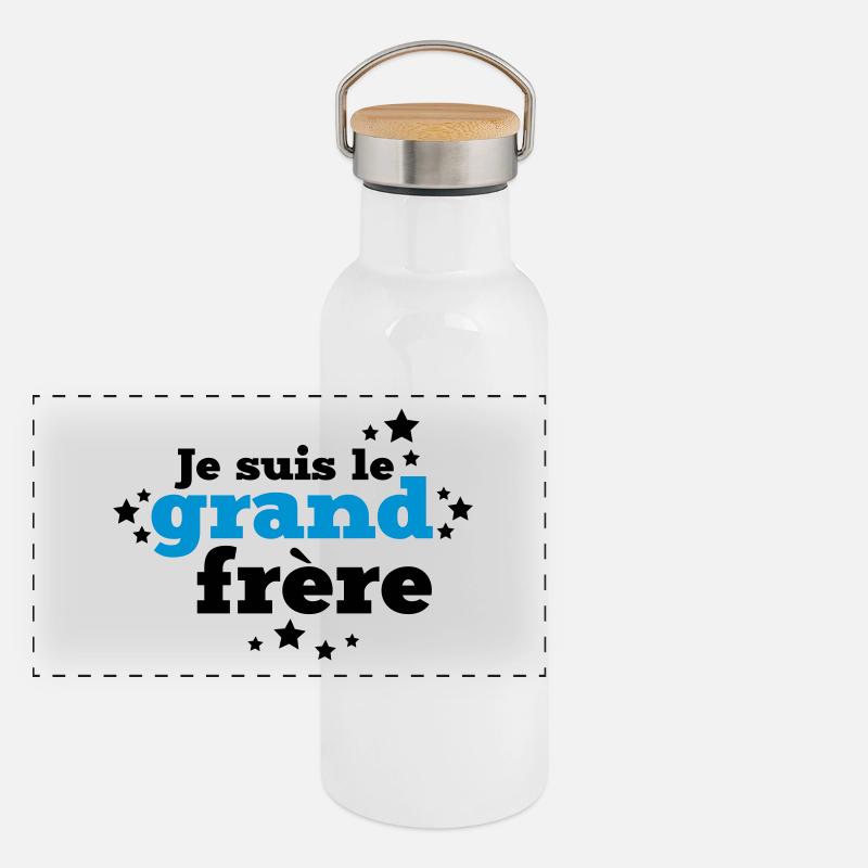 je suis le grand frère Gourde isotherme avec bouchon en bambou