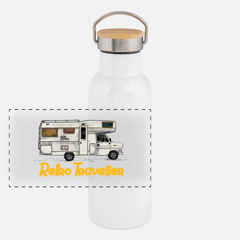 Retro Traveller Panoramic Thermal Bottle with Bamboo Lid