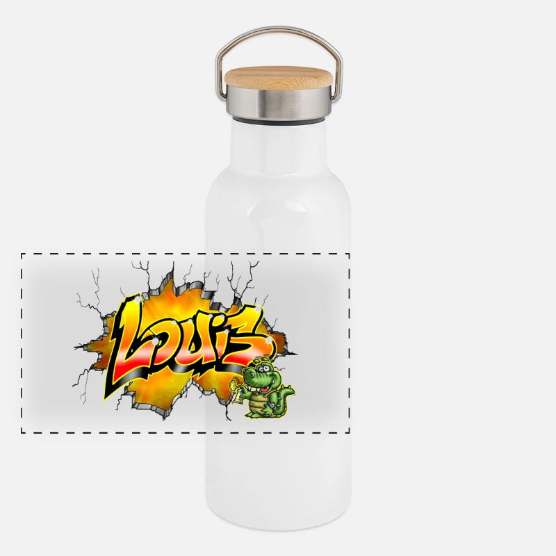 Louis Graffiti Panorama Thermosflasche mit Bambusdeckel