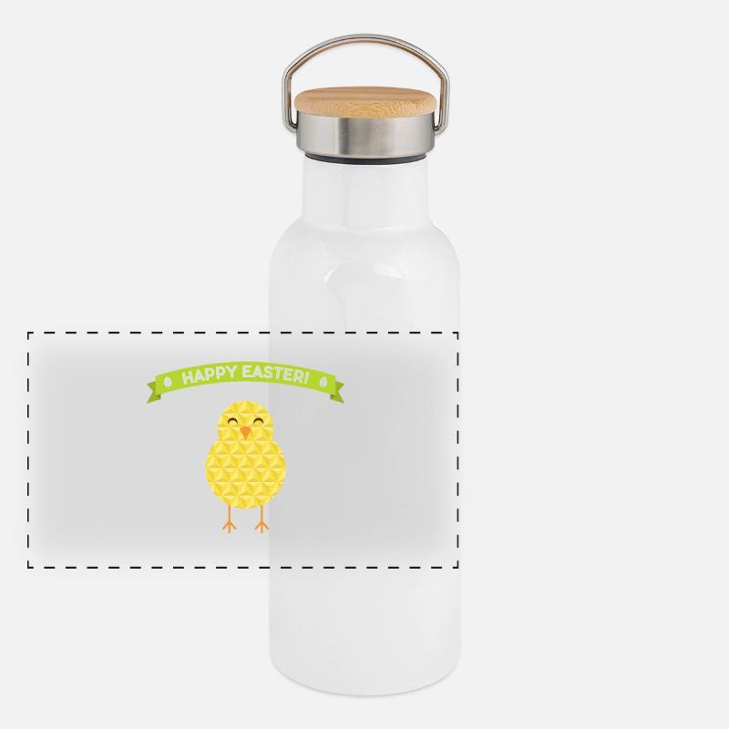 Happy Easter Kücken Oster Geschenk Idee Shirt Panorama Thermosflasche mit Bambusdeckel