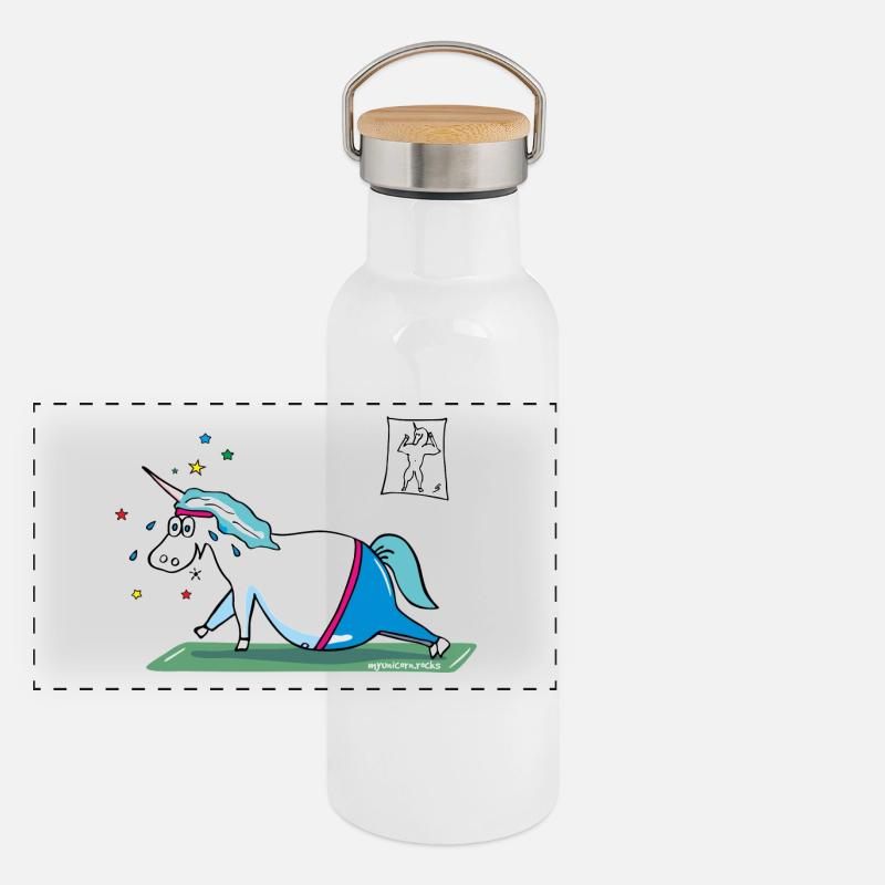 "Fluffy" fat unicorn Gourde isotherme avec bouchon en bambou
