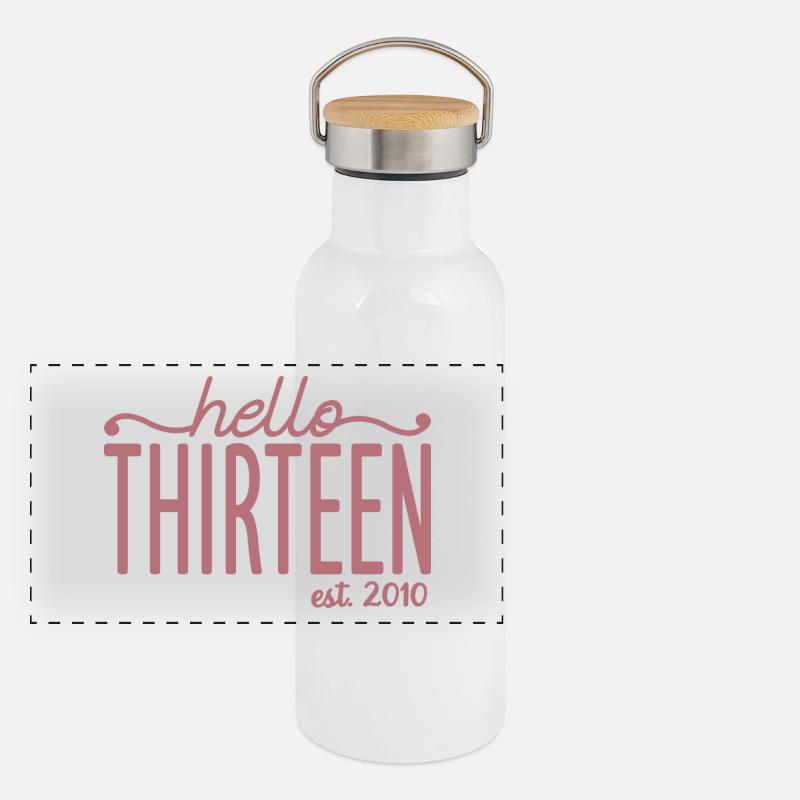 Hello Thirteen Est. 2010 Mignon 13ème anniversaire Cadeau Gourde isotherme avec bouchon en bambou