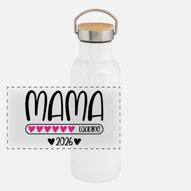 Mama 2026 loading Panorama Thermosflasche mit Bambusdeckel