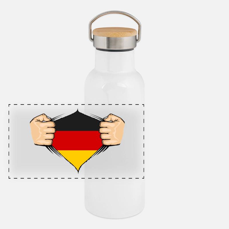 Conception du drapeau de l’Allemagne Gourde isotherme avec bouchon en bambou