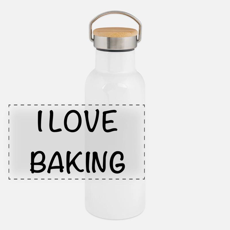 I love baking - Panoramic Thermal Bottle with Bamboo Lid - white