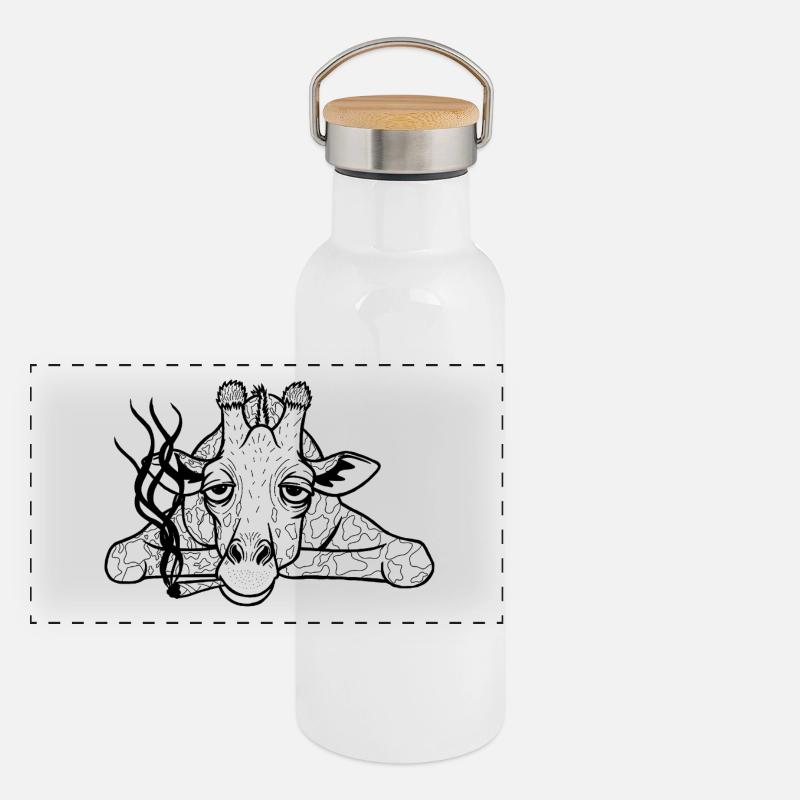 Lazy Giraffe Panorama Thermosflasche mit Bambusdeckel