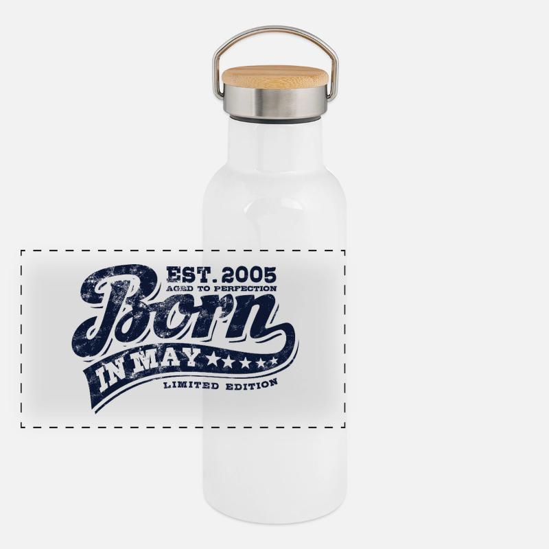 Born in May 2005 - Geburtstag - Geschenk Panorama Thermosflasche mit Bambusdeckel