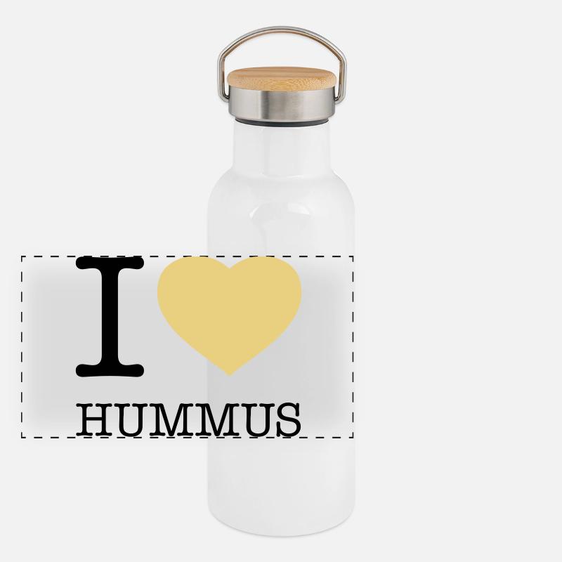 I LOVE HUMMUS Panorama Thermosflasche mit Bambusdeckel