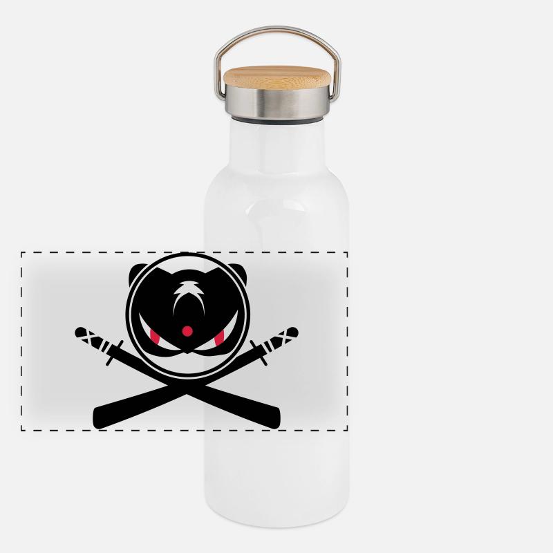 Ninja avec épées croisées symbole Gourde isotherme avec bouchon en bambou