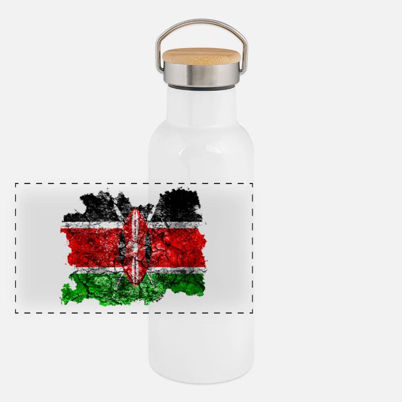 Kenya Drapeau Vintage Gourde isotherme avec bouchon en bambou