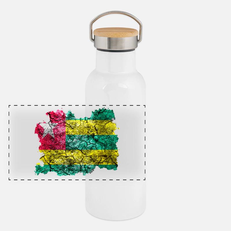 Togo Drapeau Vintage Gourde isotherme avec bouchon en bambou