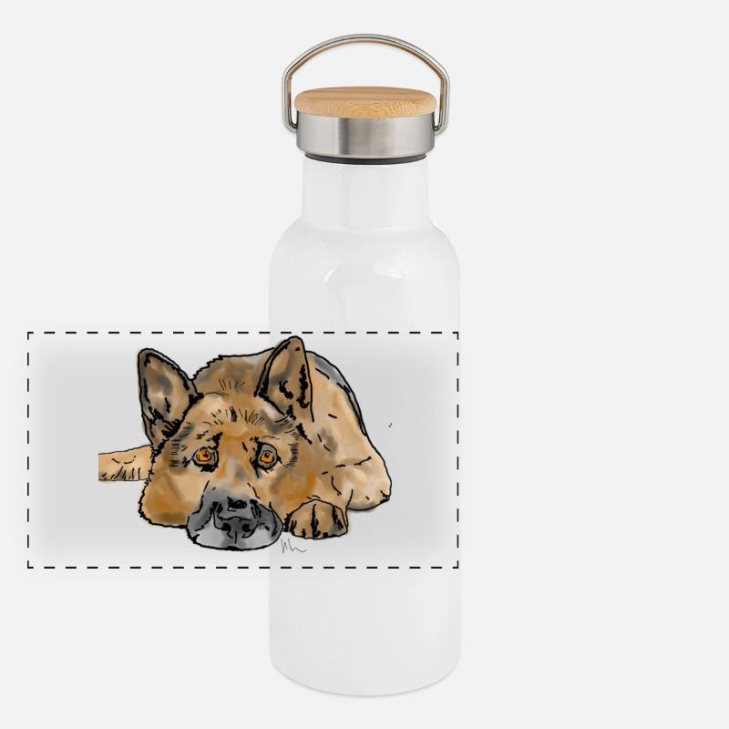 German. Shepherd dog Panoramic Thermal Bottle with Bamboo Lid