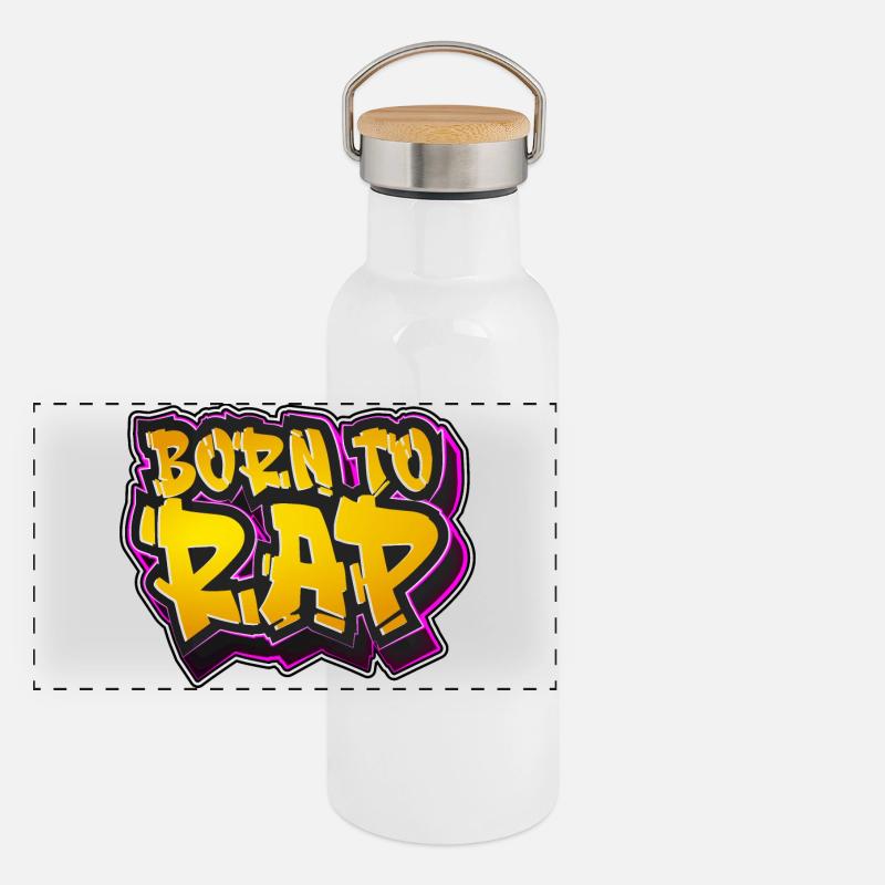 Né pour rapper Gourde isotherme avec bouchon en bambou