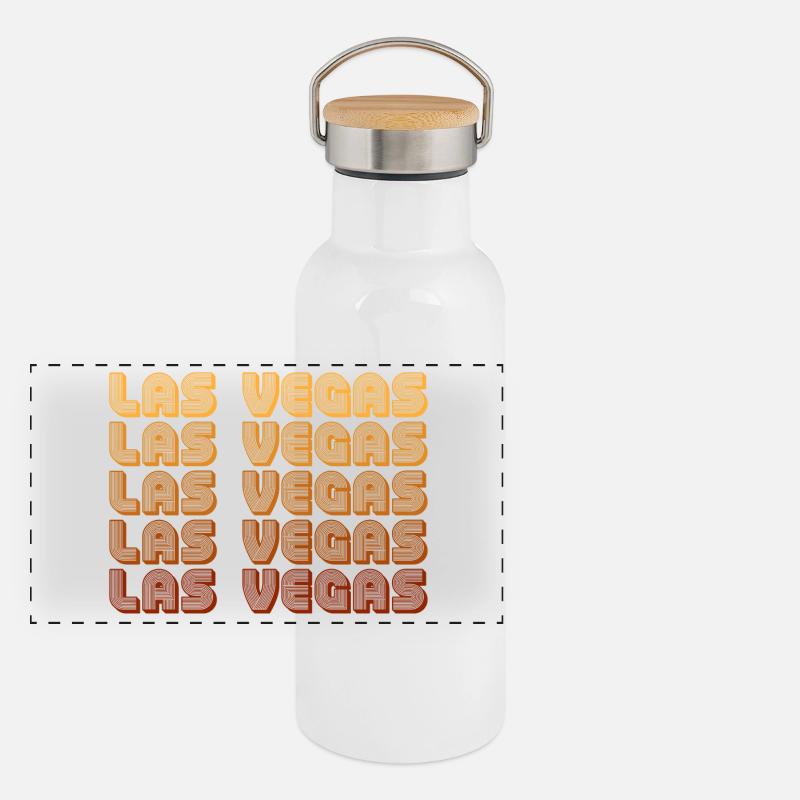 LasVegas Gradient Grid Panorama Thermosflasche mit Bambusdeckel