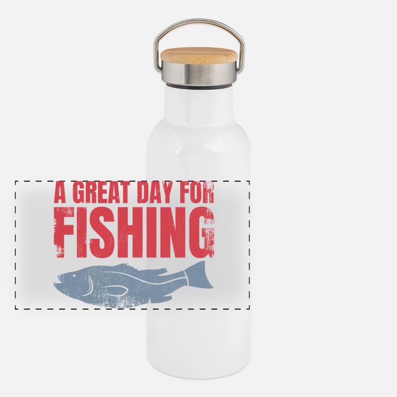 Slogan de pêche Gourde isotherme avec bouchon en bambou