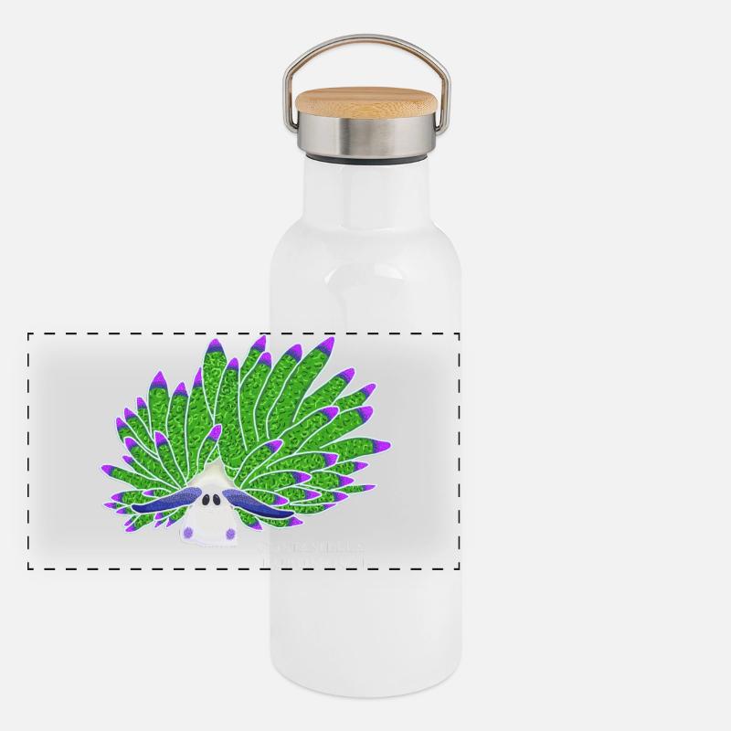 Leaf Sheep Snail, Drawing Panoramic Thermal Bottle with Bamboo Lid
