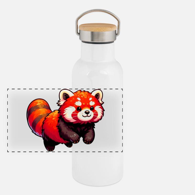 Petit panda Gourde isotherme avec bouchon en bambou