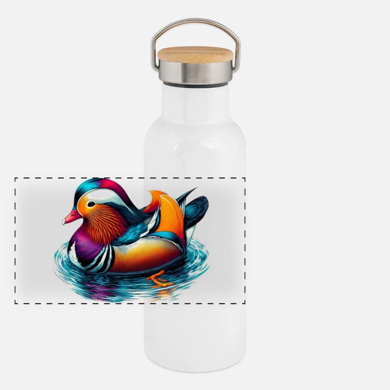 Mandarin duck Panoramic Thermal Bottle with Bamboo Lid