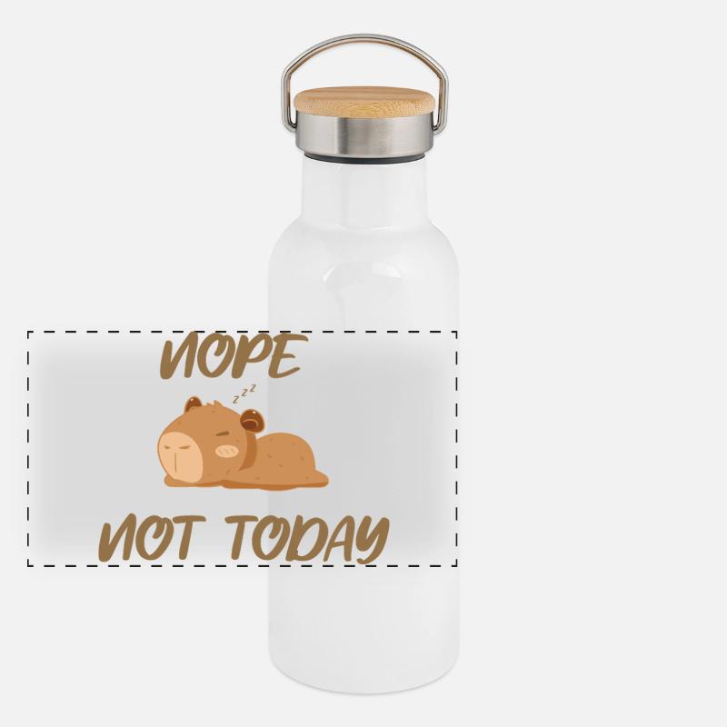 Nope not today capybara Panoramic Thermal Bottle with Bamboo Lid