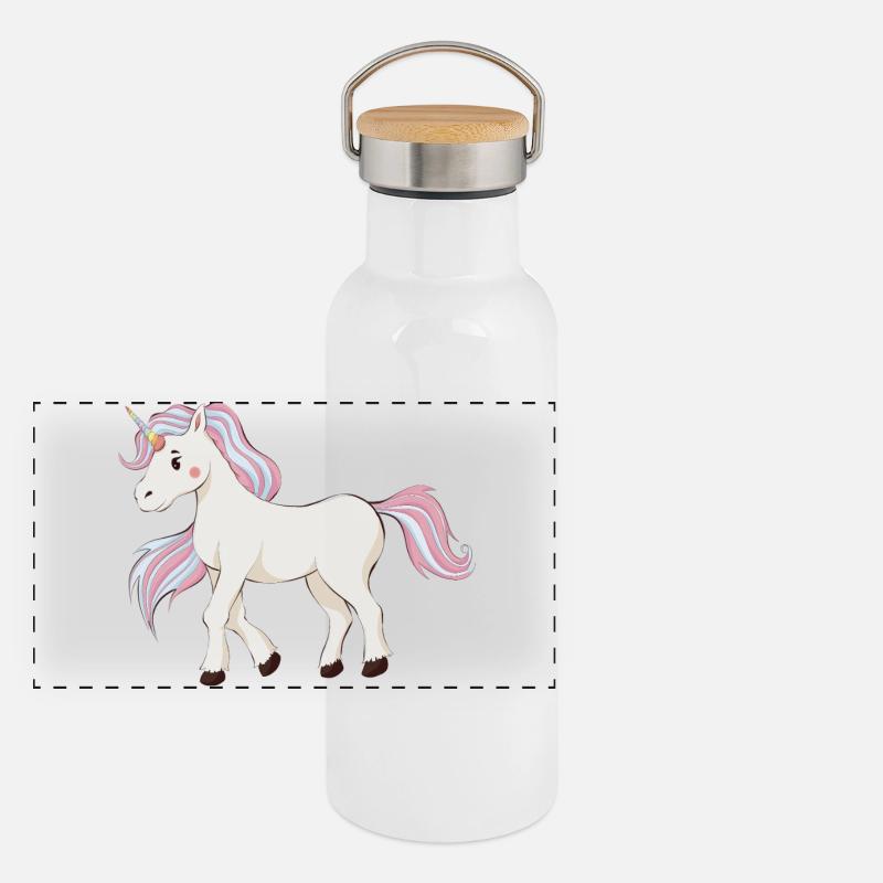 Unicorn - Panoramic Thermal Bottle with Bamboo Lid - white