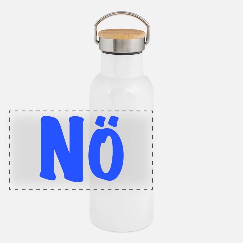 Nö - Dagegen - anti - Null Bock Panorama Thermosflasche mit Bambusdeckel
