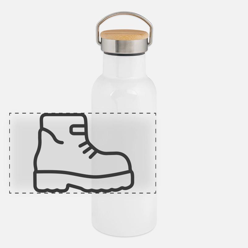 Wanderschuh-Symbol Panorama Thermosflasche mit Bambusdeckel