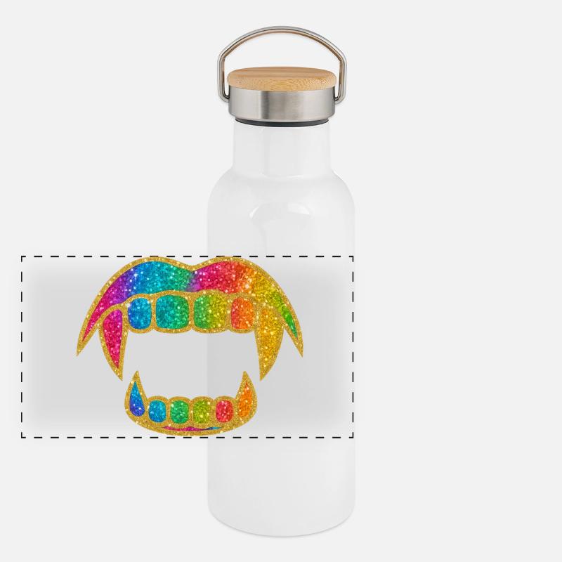 Rainbow Glitter Mouth Panoramic Thermal Bottle with Bamboo Lid