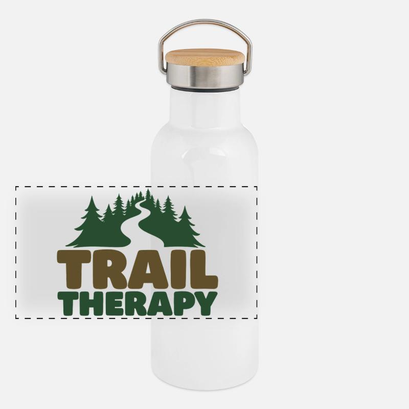 TRAIL THERAPY Dicton Déclaration Gourde isotherme avec bouchon en bambou